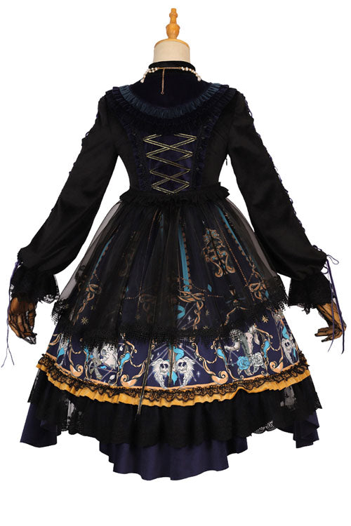 Black God's Salvation Long Sleeves Lace Ruffled Gothic Lolita OP Dress