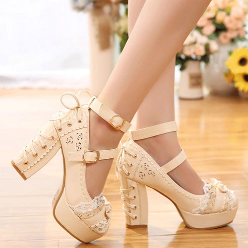 Sweet Princess Lace Bow Sweet Lolita Shoes 3 Colors