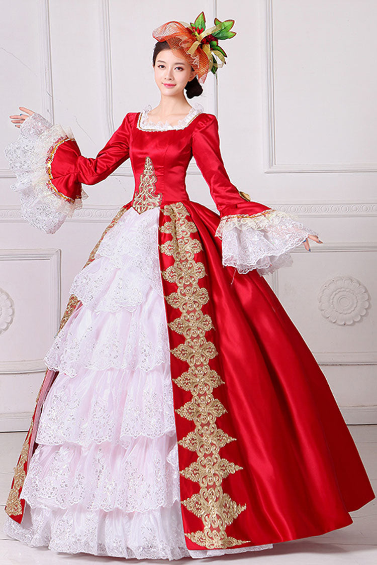 Hime Sleeves High Waisted Square Collar Embroidery Flower Print Victorian Lolita Prom Dress