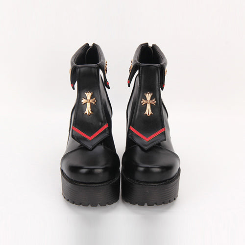 Navy Style Cross Decoration High Heel Sweet Lolita Boots