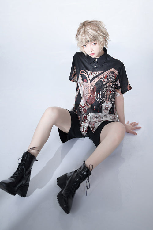 Black Vintage Night Command Rose Thorns Embroidery Ouji Lolita Shorts