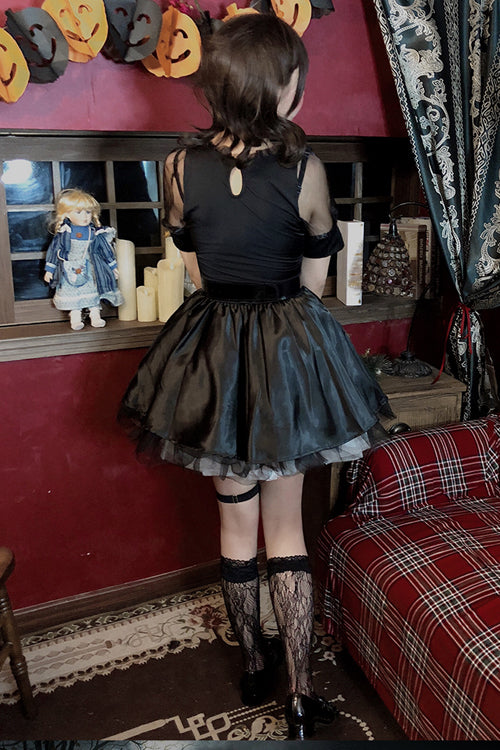 Black V Collar Demon Witch Gothic Lolita Dress Full Set