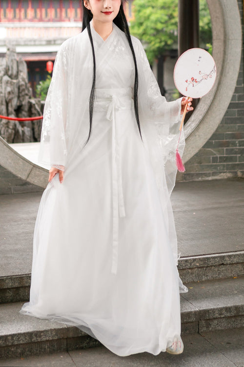 White Lady Chinese Style Fairy Sweet Hanfu Dress Full Set