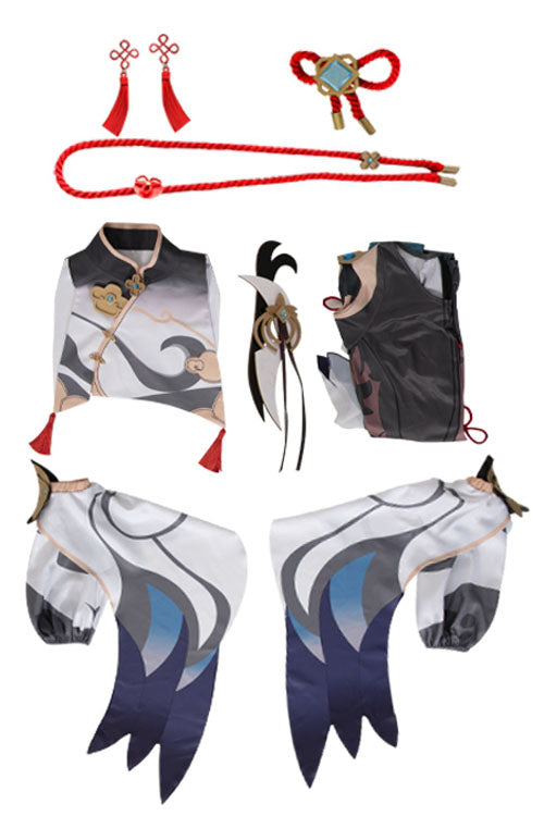 Genshin Impact Shenhe Game Opaque Design Printing Bodysuit Halloween Cosplay Costume Full Set