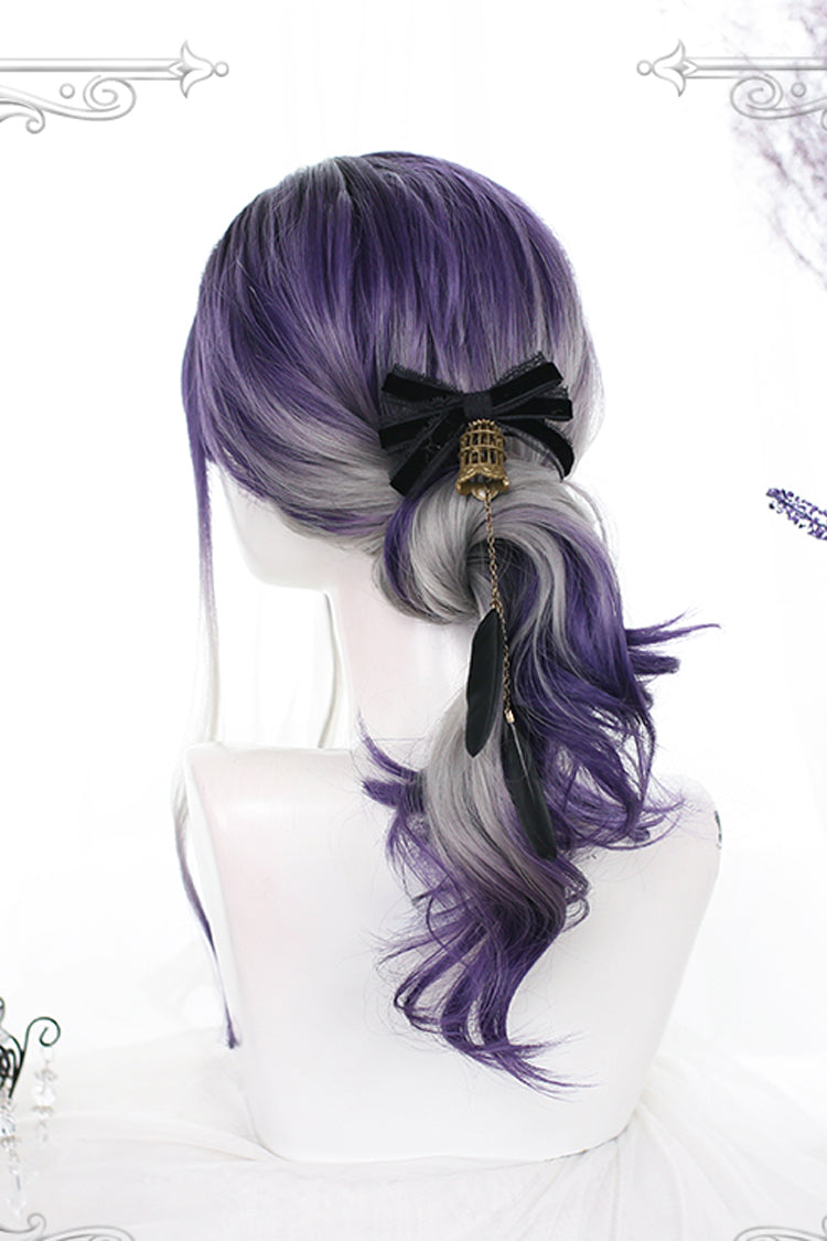 Purple Gray Segment Dyed Long Wavy Curly Hair Sweet Lolita Wigs