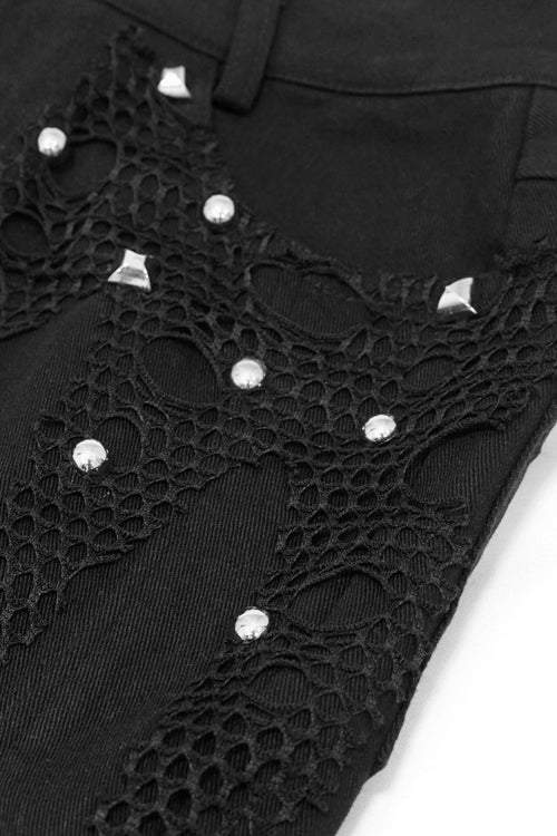 Black Short Front Long Back Worn Nipped Waist Punk Twill Package Hip Half Fishtail Skirt