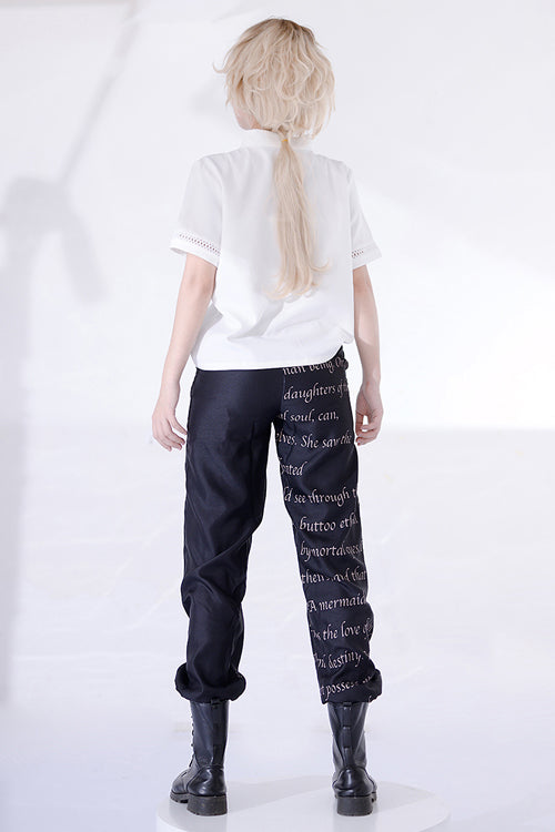 Black Vintage Cat Print Ouji Lolita Trousers