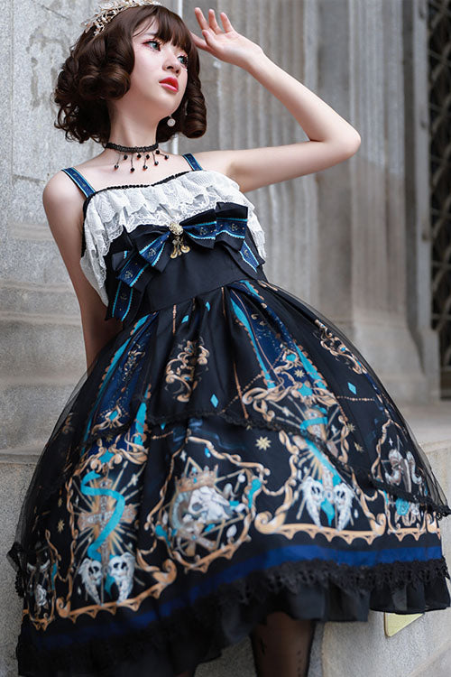 Black God's Salvation Square Collar Lace Ruffled Gothic Lolita JSK Dress