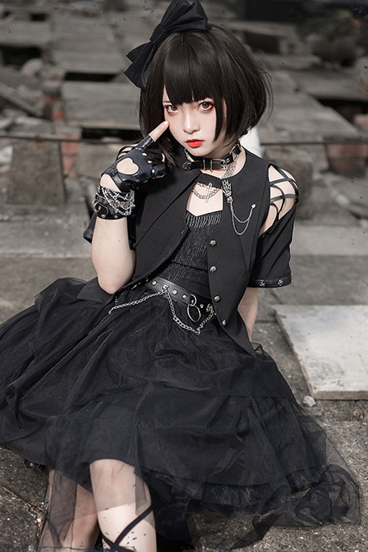 Dark Praise Of The Black Crow Sleeveless Punk Irregular Gothic Lolita Jsk Dress