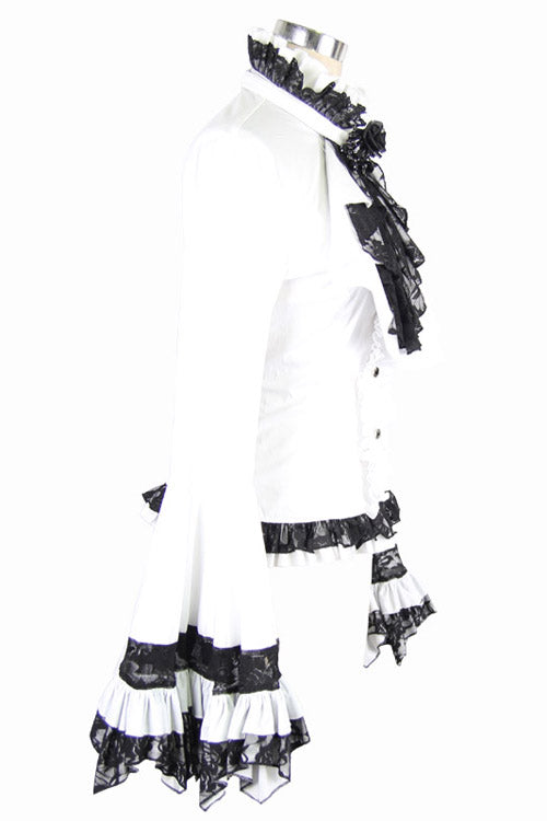 Weiße Vintage Trompetenärmel Rückenbandage Gothic Bluse für Damen