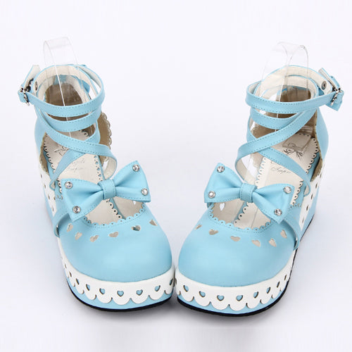 Round Toe Bowknot Lace Sweet Lolita Shoes