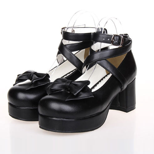 Bowknot Princess Round-toe Lolita High Heel Shoes