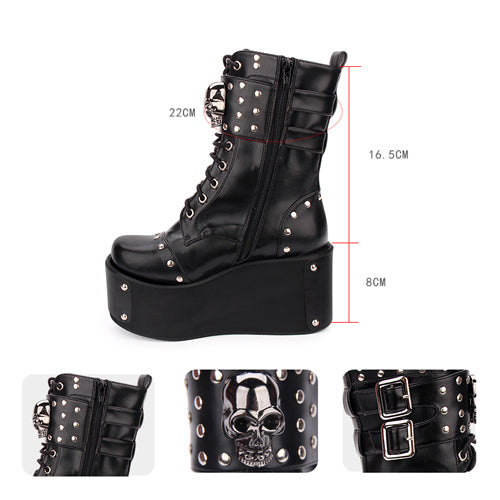 Black Skull Rivet Gothic Lolita Boots