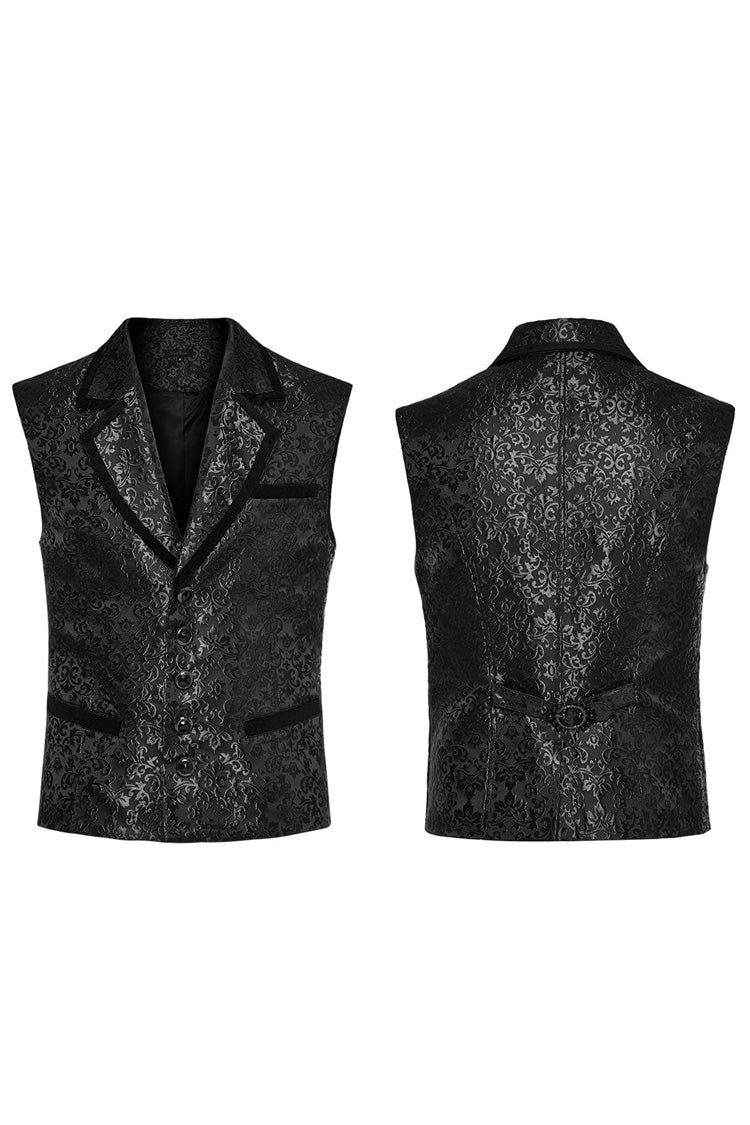 Men's V Collar Sleeveless Print Luxury Gem Four Button Stitching Gothic Vest 2 Colors