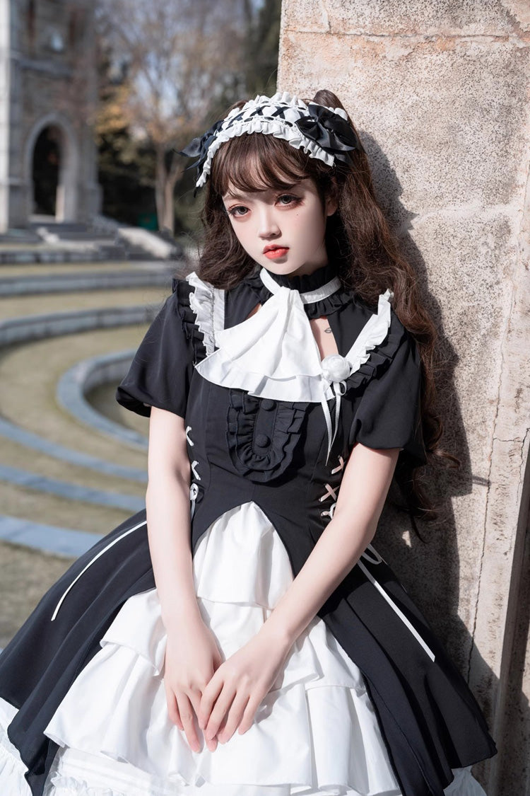 Black/White Night Gem Dark Magic Detachable Sleeves Cardigan Gothic Lolita Dress