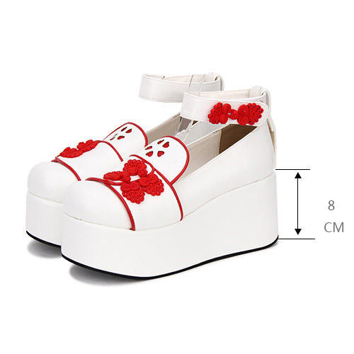 Klassische Lolita-Schuhe mit chinesischer Stickerei-Dekoration und dicker Sohle