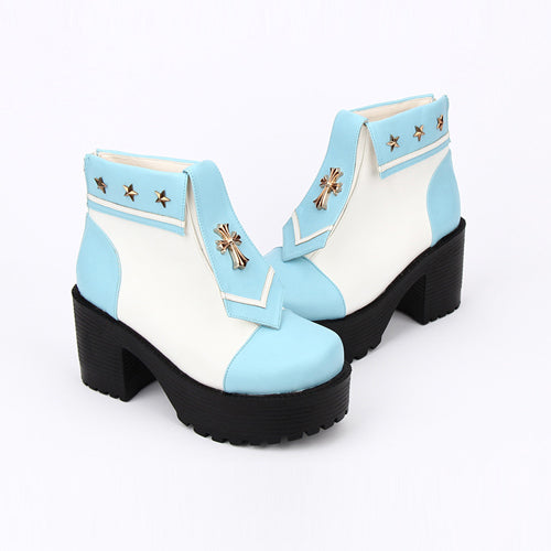Navy Style Cross Decoration High Heel Sweet Lolita Boots