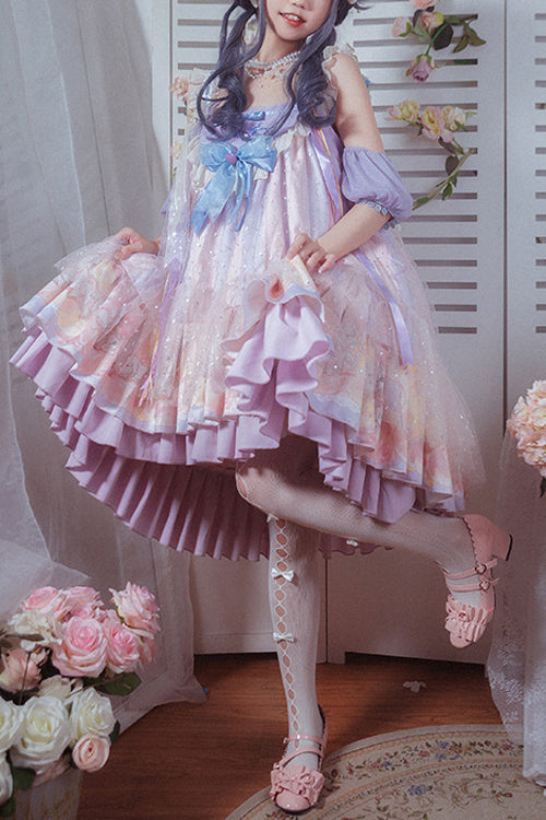 Multi-Color Matching Hand Sleeves High Waist Sweet Lolita JSK Dress