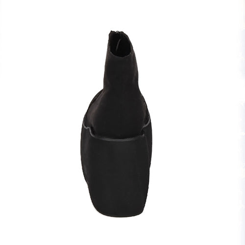 Black Front Zipper Platform Short Classic Lolita Boots