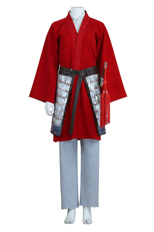 Mulan Red Battle Suit Halloween Cosplay Costume Full Set