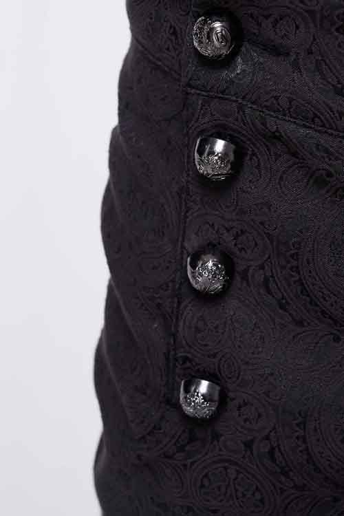 Black Gothic Wedding High Waist Slim Fit Jacquard Western Style Mens Pants