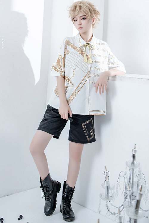 Black Handsome Little Prince Print Loose Ouji Lolita Shorts