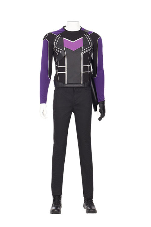 Super Hero Hawkeye Purple/Black Battle Suit Halloween Cosplay Costume Black Pants