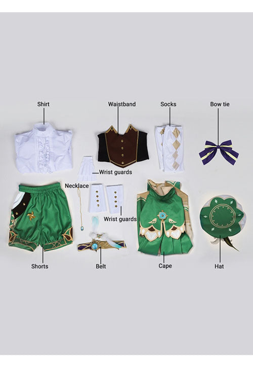 Genshin Impact Barbatos Venti Green Game Halloween Cosplay Costume Full Set