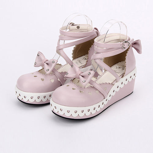 Round Toe Bowknot Lace Sweet Lolita Shoes