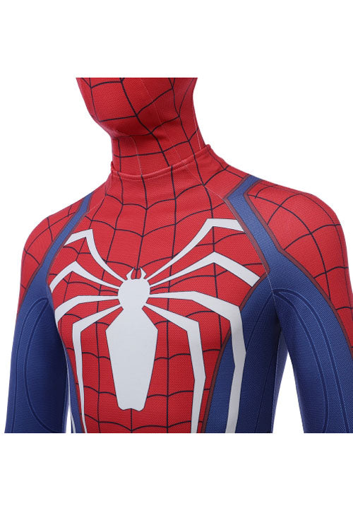 Spider-Man Peter Parker PS4 Game Version Red/Blue Battle Suit Halloween Cosplay Costume Full Set