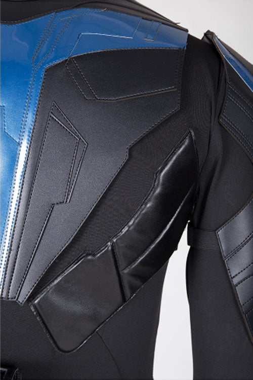 Titans Season 3 Nightwing Dick Grayson Black/Blue Battle Suit Leather Version Halloween Cosplay Costume Full Set