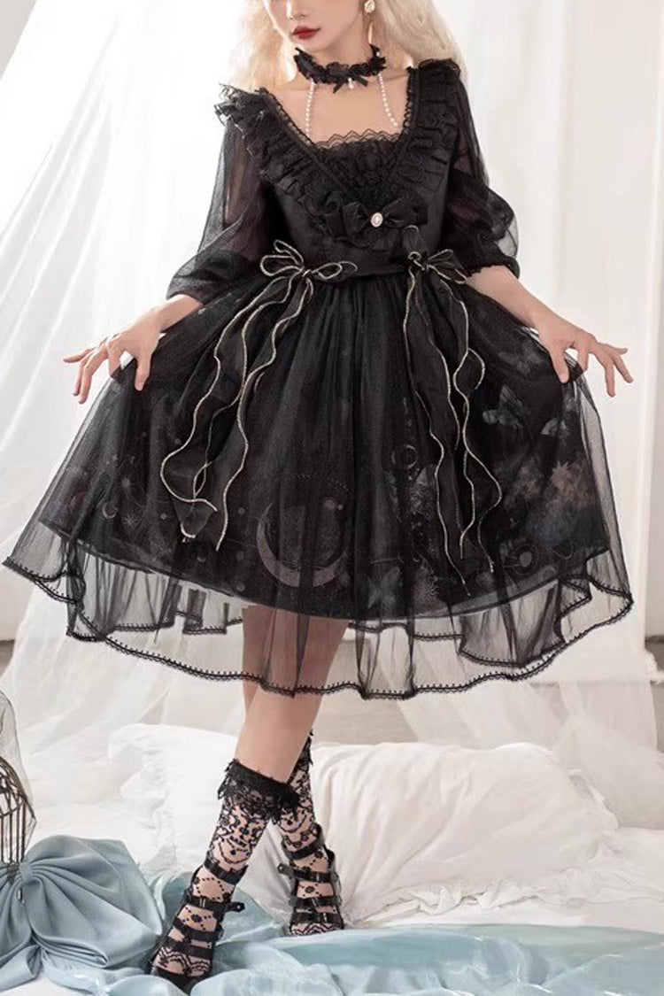 Planet Butterfly Print Bowknot Classic Gothic Lolita Dress 2 Colors