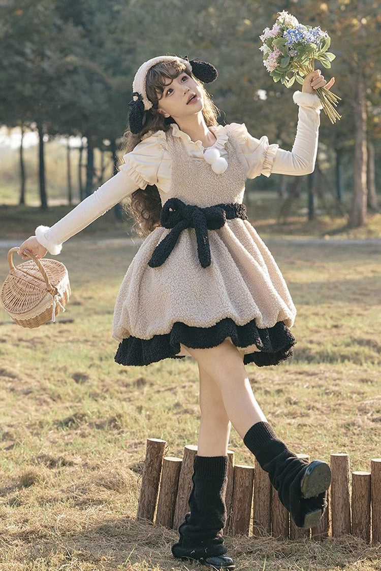Ivory Cute Ollie The Sheep Autumn Winter Sweet Lolita Jsk Dress