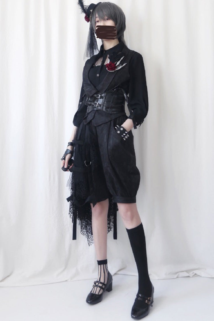 Black Spider Web Diamond Lace Gothic Ouji Lolita Clothing