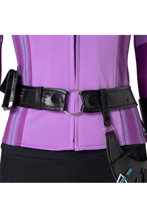TV Drama Hawkeye Kate Bishop Purple Top Suit Halloween Cosplay Costume Accessories Black Waist Belt And Arrow Bag