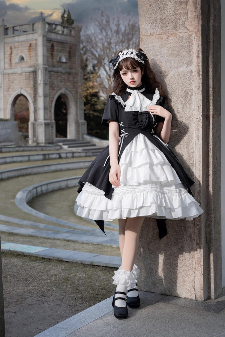 Black/White Night Gem Dark Magic Detachable Sleeves Cardigan Gothic Lolita Dress