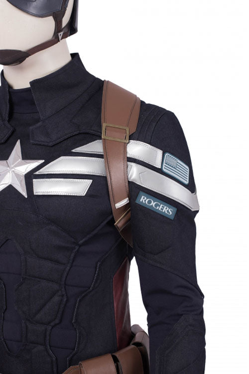 Avengers Endgame Captain America Steve Rogers Blue Battle Suit Halloween Cosplay Costume Full Set
