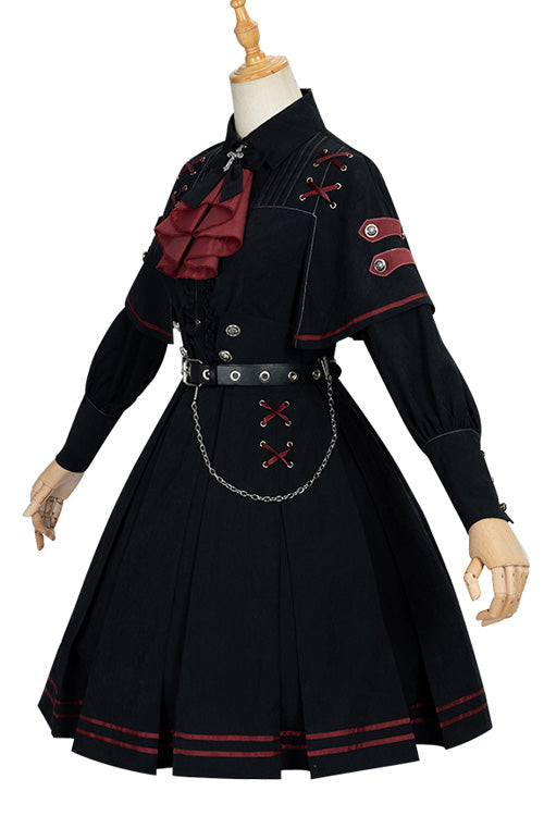 Black Punishment Execution Officer Series Military Style Shirt and Skirt Set Gothic Lolita Dress