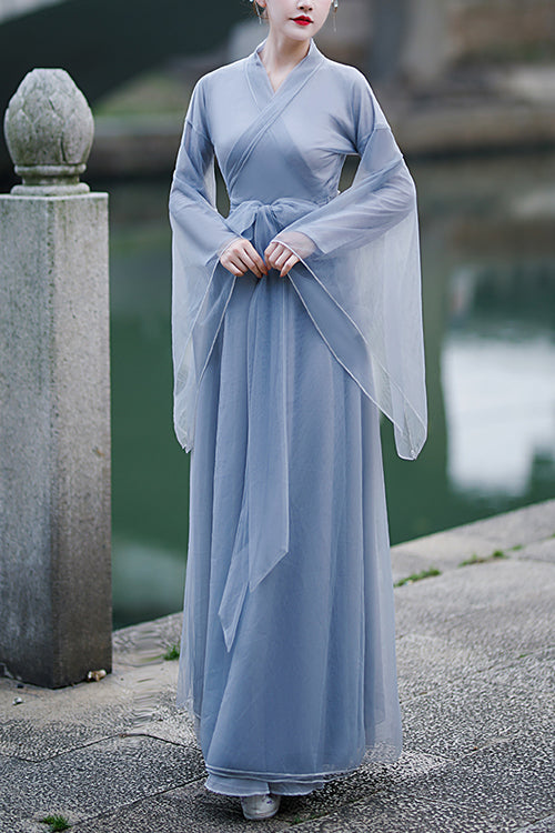 Grey Chinese Ancient Style Party Sweet Hanfu Dress