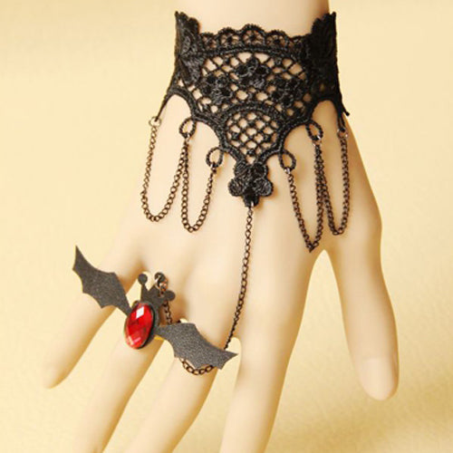 Black Retro Fashion Little Bat Lace Female Gothic Lolita Bracelet