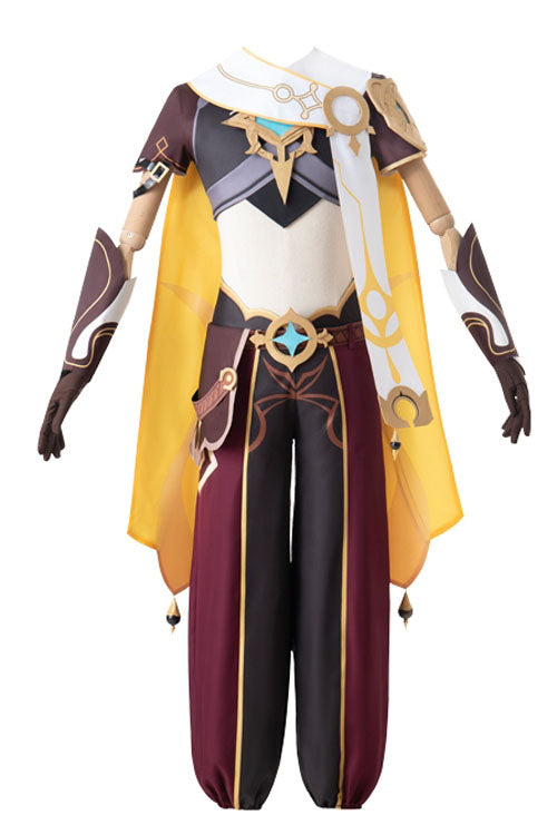 Genshin Impact Traveller Male Role Brown Game Halloween Cosplay Costume Full Set
