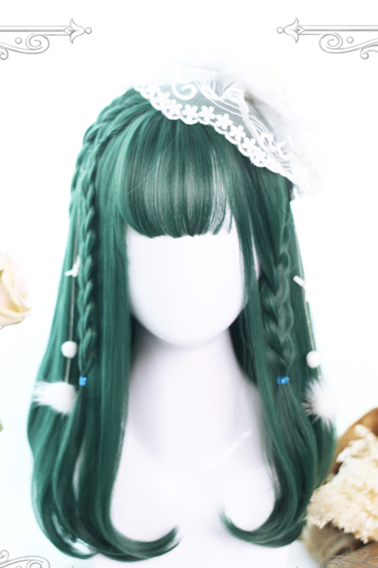 Green Long Hair-tail Micro Curly  Hair Classic Lolita Wigs