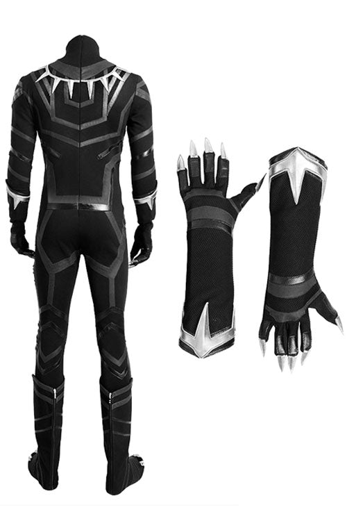 Captain America Civil War Black Panther Halloween Cosplay Costume Black Bodysuit And Gloves