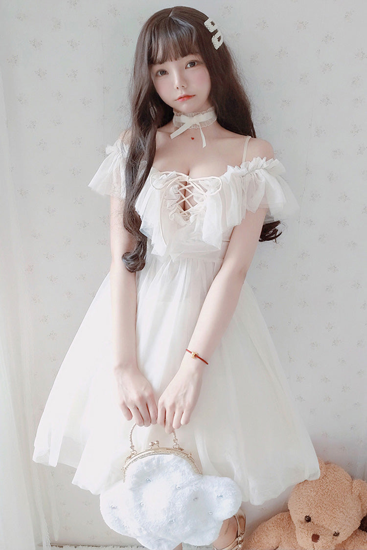White Boat Neck Sweet Lolita JSK Strapless Dress