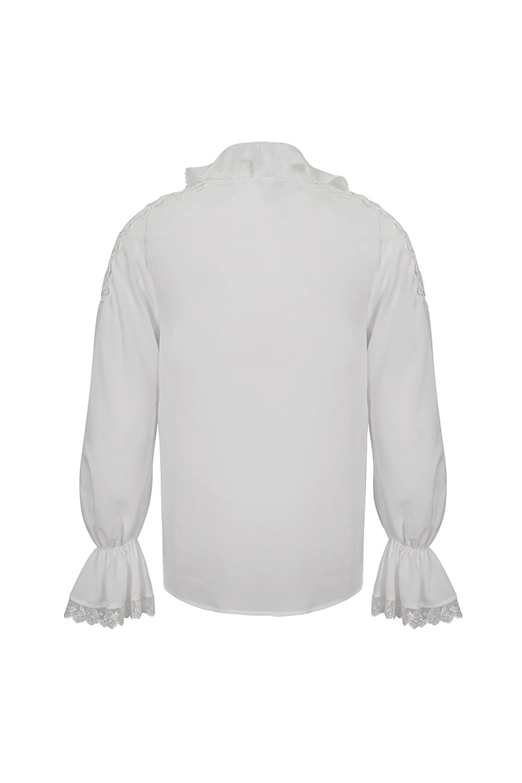White Ruffled Collar Puff Sleeved Men's Gothic Shirt