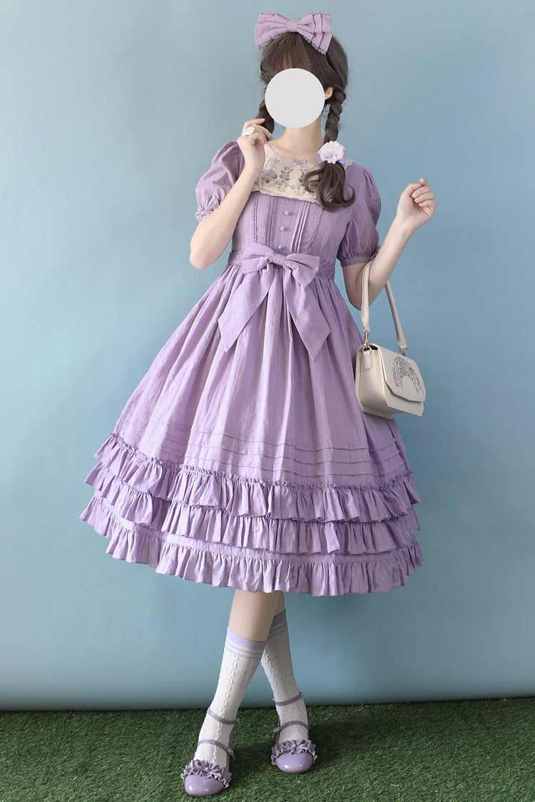Girly Nelly Embroidery Multi-Layer Ruffle Sweet Lolita Dress 4 Colors