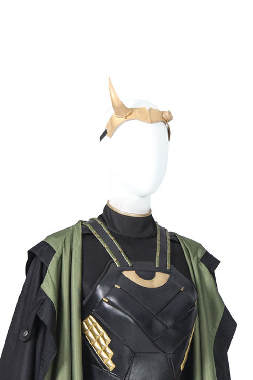 TV Drama Loki Female Loki Sylvie Lushton Halloween Upgraded Version Cloak Cosplay Costume Accessories Golden Headwear