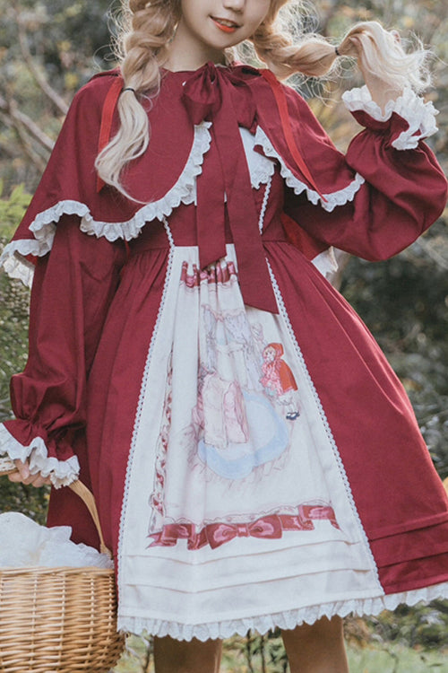 Red Round Collar Little Red Riding Hood High Waist Sweet Lolita JSK Dress