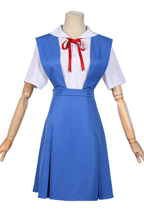 Neon Genesis Evangelion EVA Female Role White/Blue School Uniform Halloween Cosplay Costume Full Set