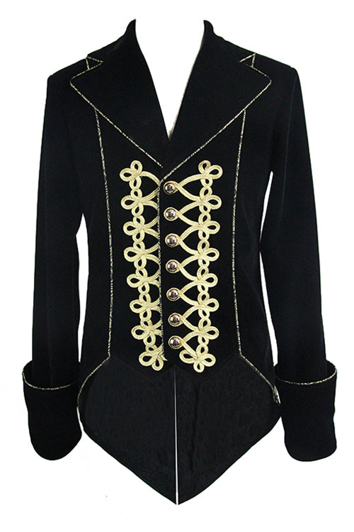 Golden Disc Flowers Hand Embroidered Gothic Mens Coat